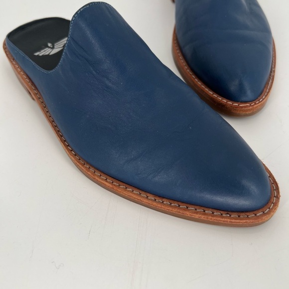 Fortress Of Inca Leather Adra Mule Slides In Navy - Picture 3 of 7